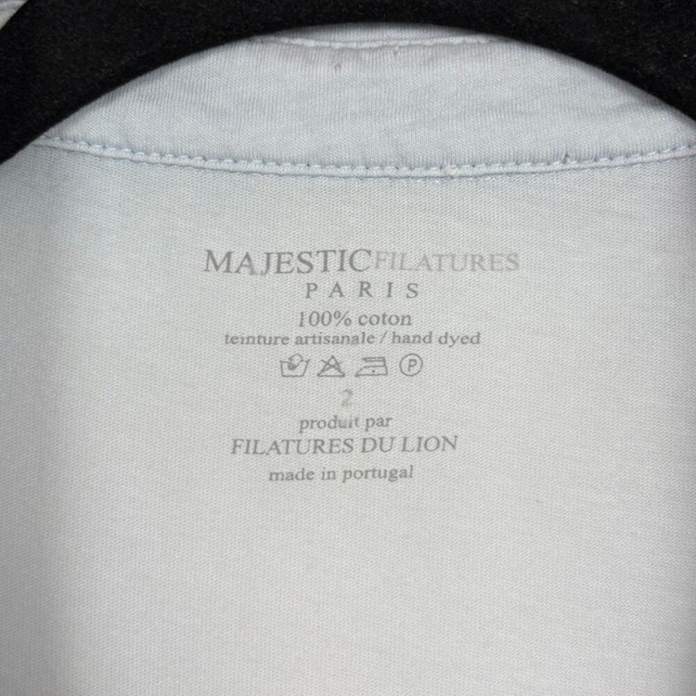 Majestic Filatures 3/4 Sleeves Button Front Cotton Light Blue Tee 2 US Small - Picture 5 of 5